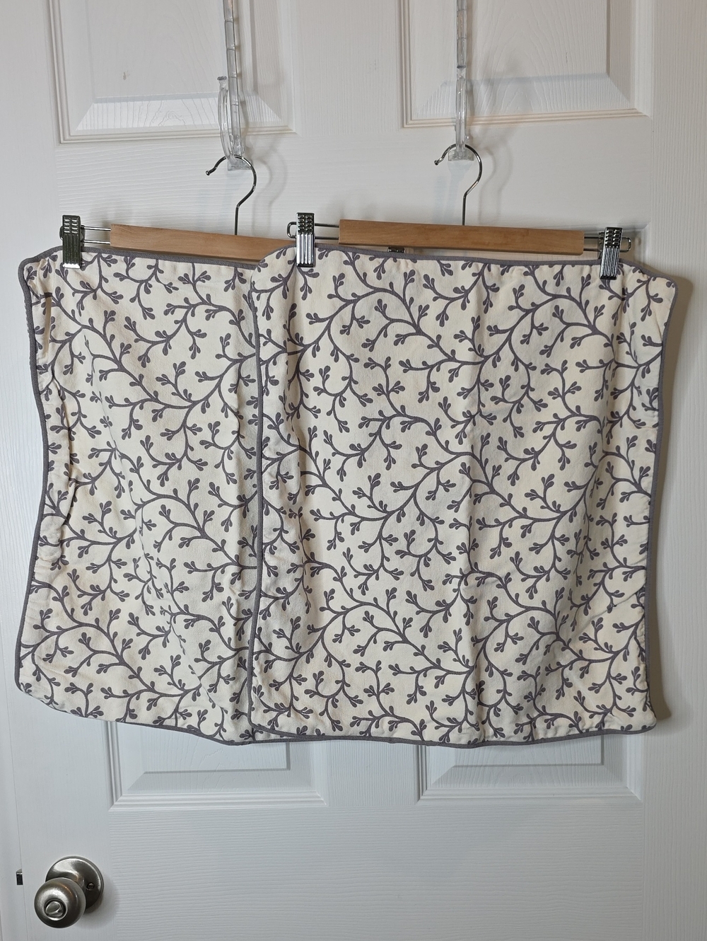 Two Ikea Lungort Decorative Pillow Cases Floral & Stripe Gray & Cream 20x20